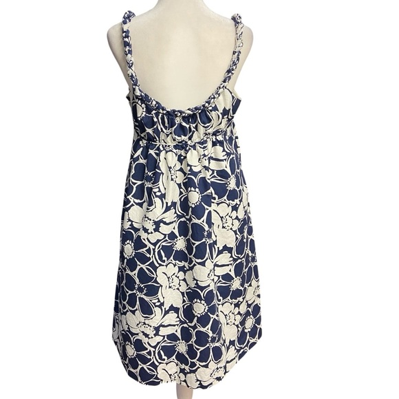 J. Crew Sundress Size 8 Blue and White Floral Empire Waist Braided Strap Summer - Picture 2 of 11